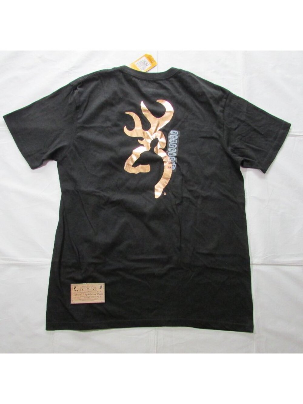 Browning Women's Large Short Sleeve Rose Gold Foil Logo Graphic T-Shirt Black
